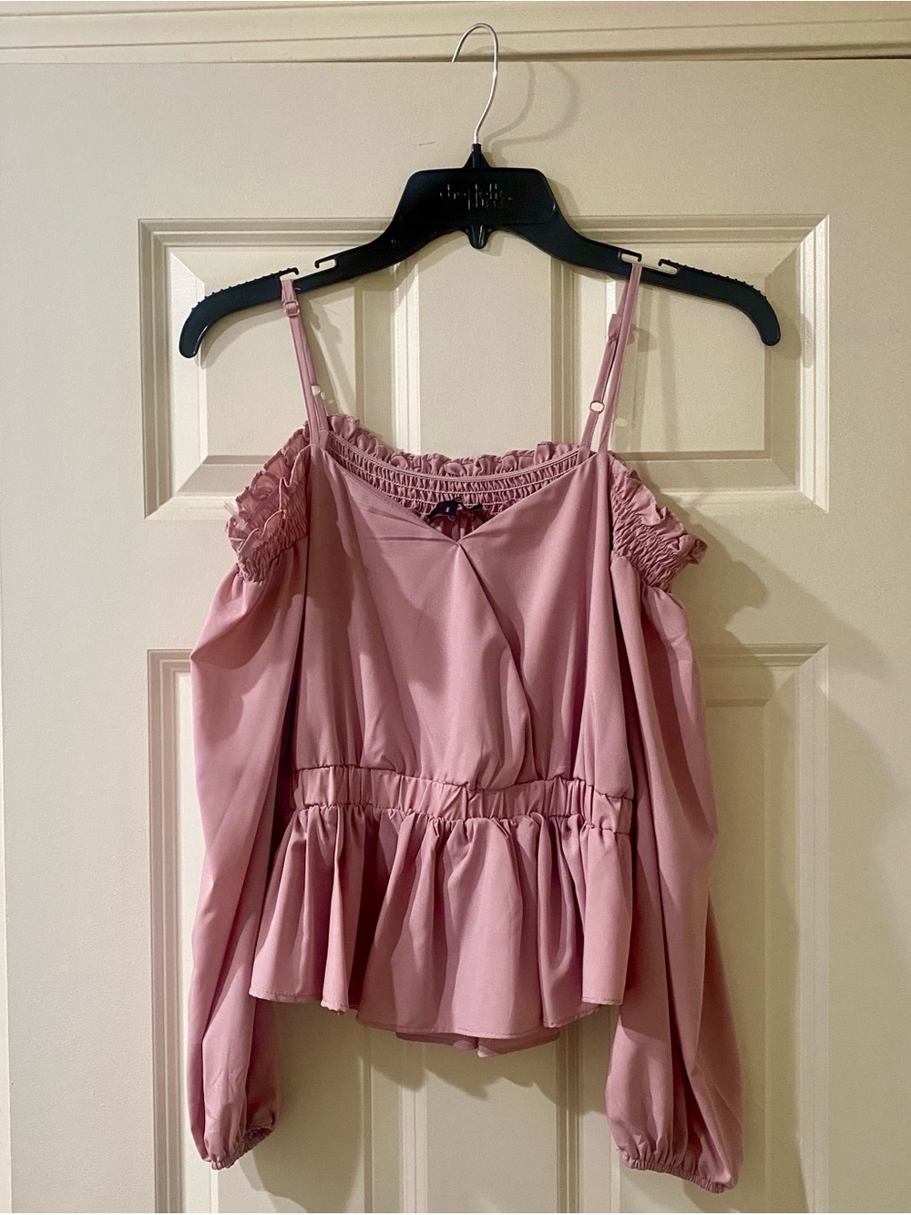 Papermoon Blush Pink Cold-Shoulder Peplum Blouse